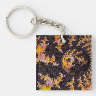 Fractal Firestorm Sphere Key Ring