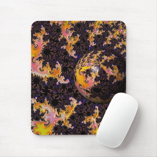 Fractal Firestorm Sphere Mouse Mat (With Mouse)