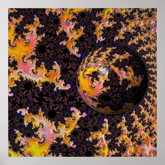 Fractal Firestorm Sphere Poster (Front)
