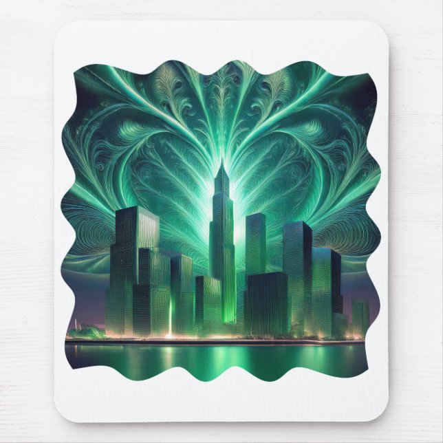 Fractal Fireworks Over The City Mouse Mat (Front)