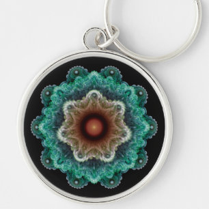 Fractal flamboyant ornament key ring