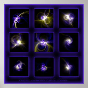 Fractal Flames Comp. - blue Poster