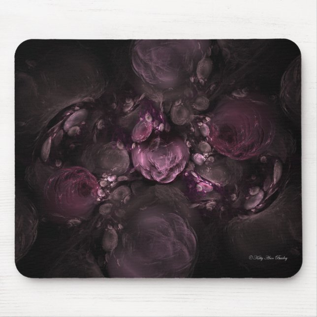 Fractal Floral Red Pinks Mouse Mat (Front)