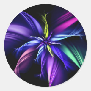 Fractal Flower Colorful Classic Round Sticker