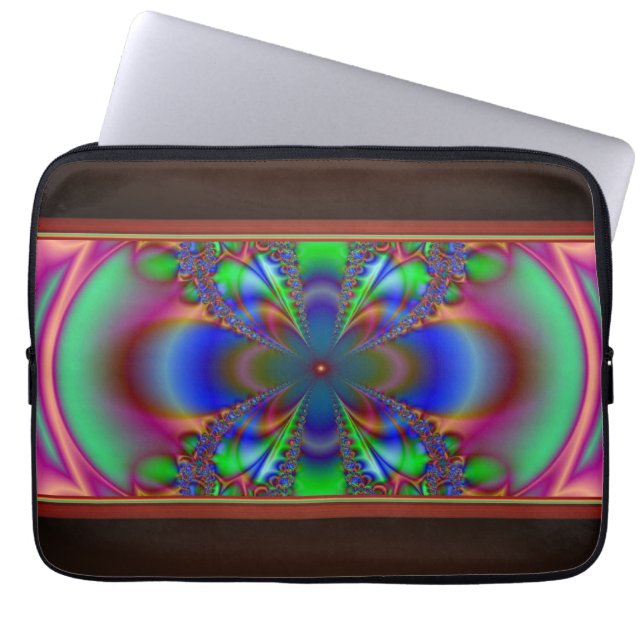 Fractal Flower In Multi Colours Laptop Sleeve (Front)