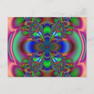Fractal Flower In Multi Colours Postcard