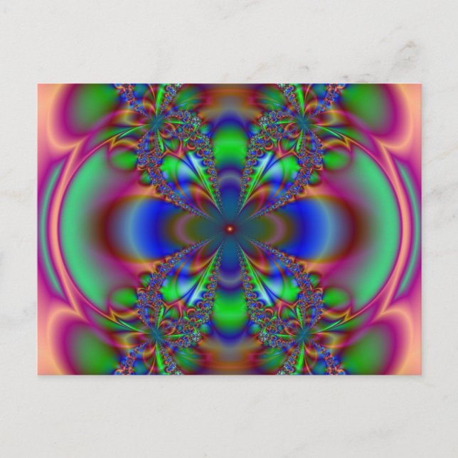 Fractal Flower In Multi Colours Postcard (Front)