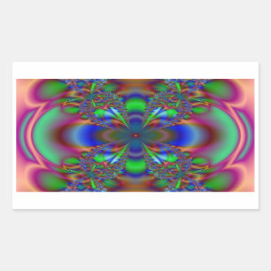 Fractal Flower In Multi Colours Rectangular Sticker