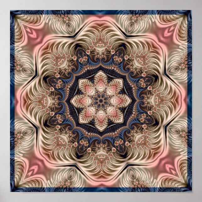 Fractal Flower Kaleidoscope Poster (Front)