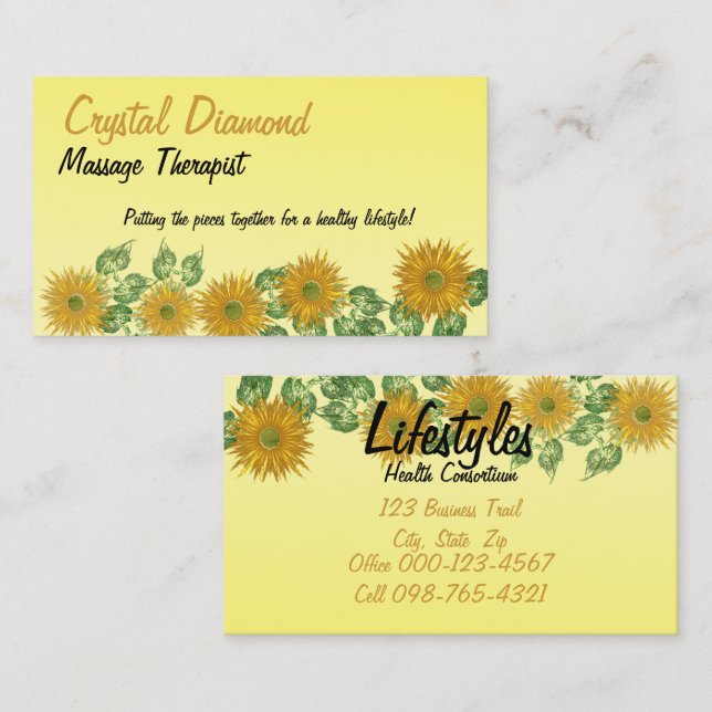 Fractal Flower & Leaf Border Business Card (Front/Back)