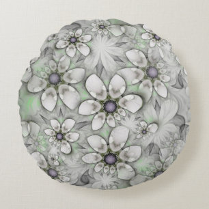 Fractal Flowers seamless pattern I + your ideas Round Cushion