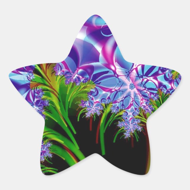 Fractal flowers star sticker (Front)