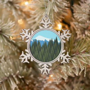 Fractal Forest Snowflake Pewter Christmas Ornament