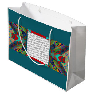 Fractal Frame II + your image & backgr. Large Gift Bag