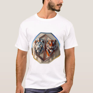 Fractal Fury : Lion vs. Tiger T-Shirt