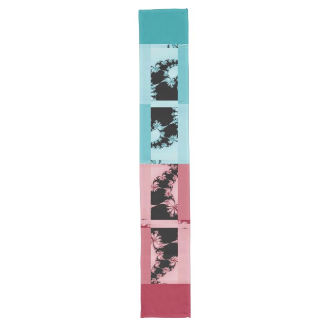 Fractal Garden lagoon & rose A Long Table Runner (Front)