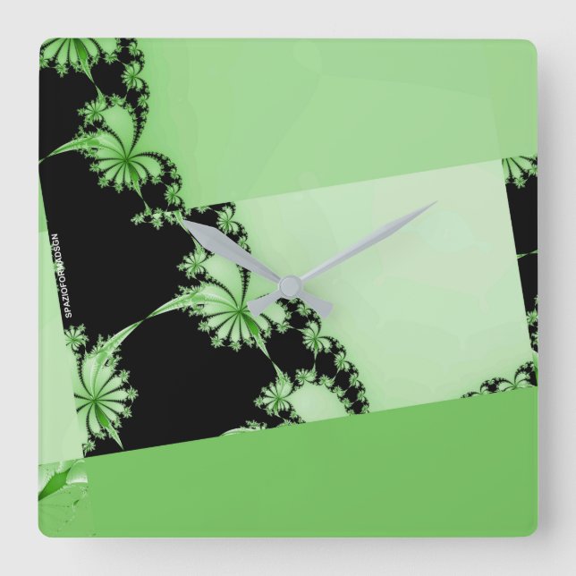 Fractal Garden lime Square Wall Clock (Front)
