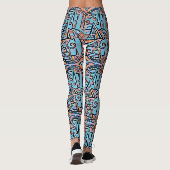 Fractal geometric psy Leggings (Back)
