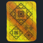 Fractal Geometry Baby Blanket<br><div class="desc">Three styles of hand-drawn fractals,  including Sierpinski triangles,  Apollonian gaskets,  and a similarly themed square design,  make up the layers of this geometric mandala,  overlaid onto a bright yellow and orange gradient.</div>