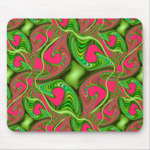 Fractal Gnarl Pink and Lime Mouse Mat