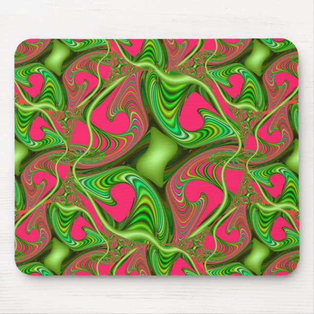 Fractal Gnarl Pink and Lime Mouse Mat (Front)