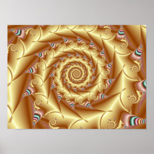 Fractal Gold Spiral Vortex Celestial Design Poster