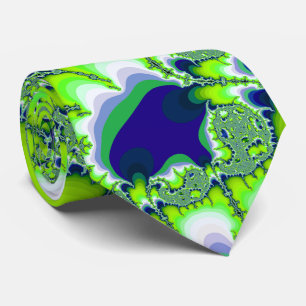 Fractal Green and Blue Tie