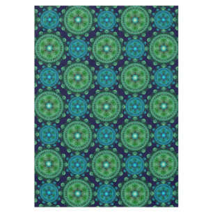 Fractal green blue oriental pattern tablecloth