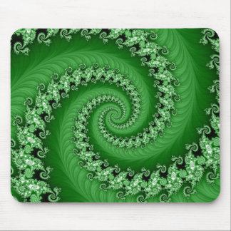 Fractal Green Double Spiral Mousepad