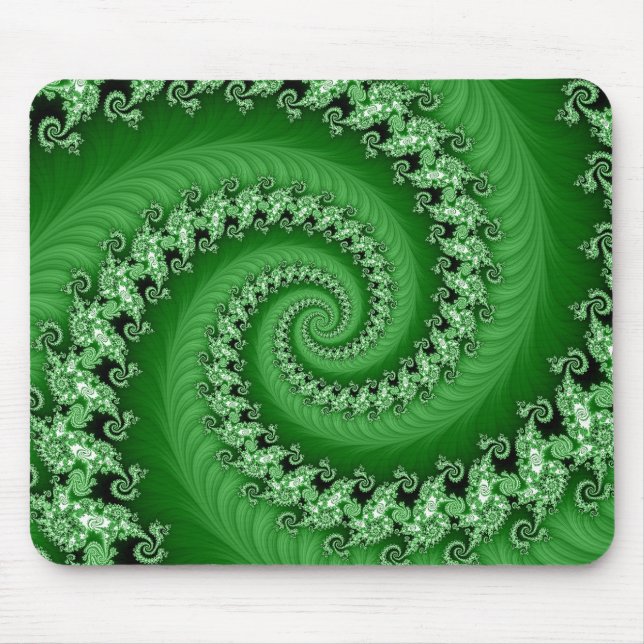 Fractal Green Double Spiral Mousepad (Front)