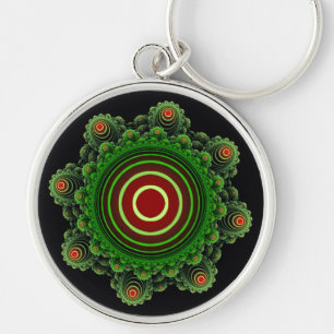 Fractal green fairy ornament key ring