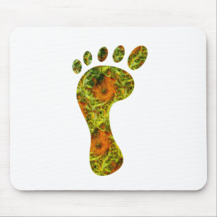 Fractal Green Palm Leaf Bare Footprint Mouse Mat