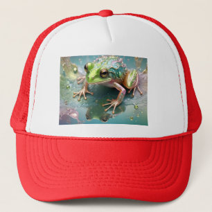 Fractal Green Tree Frog Art Design, Trucker Hat