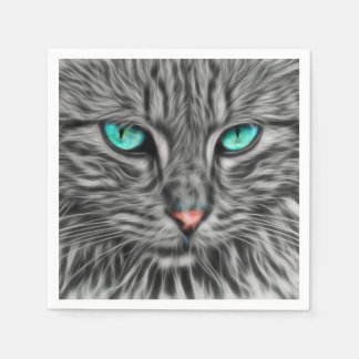 Fractal grey cat illustration napkin