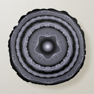 Fractal grey visionary decoration round cushion