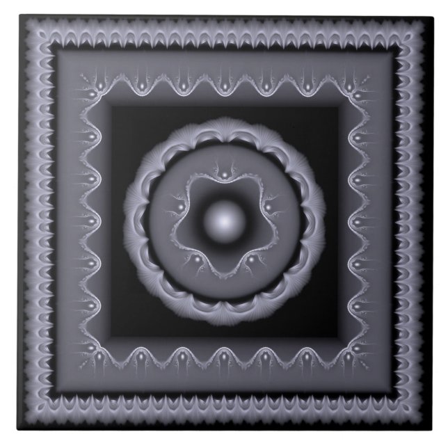 Fractal grey visionary decoration tile (Front)