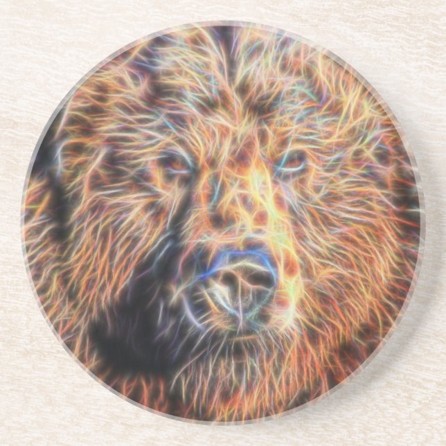 Fractal Grizzly Bear Coaster (Front)
