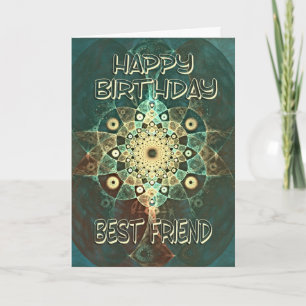 Fractal grunge birthday card for a best friend