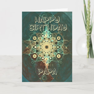 Fractal grunge birthday card for a papa