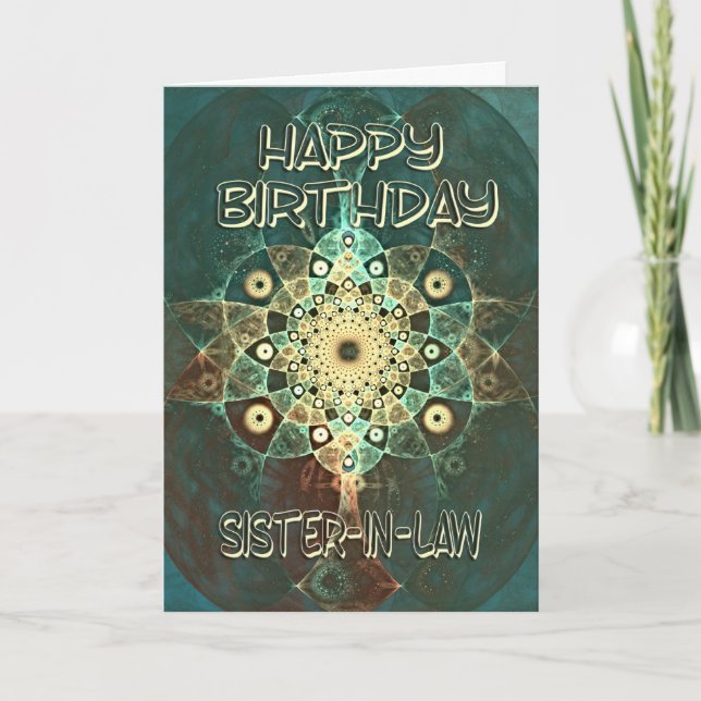 Fractal grunge birthday card for a sister-in-law (Front)