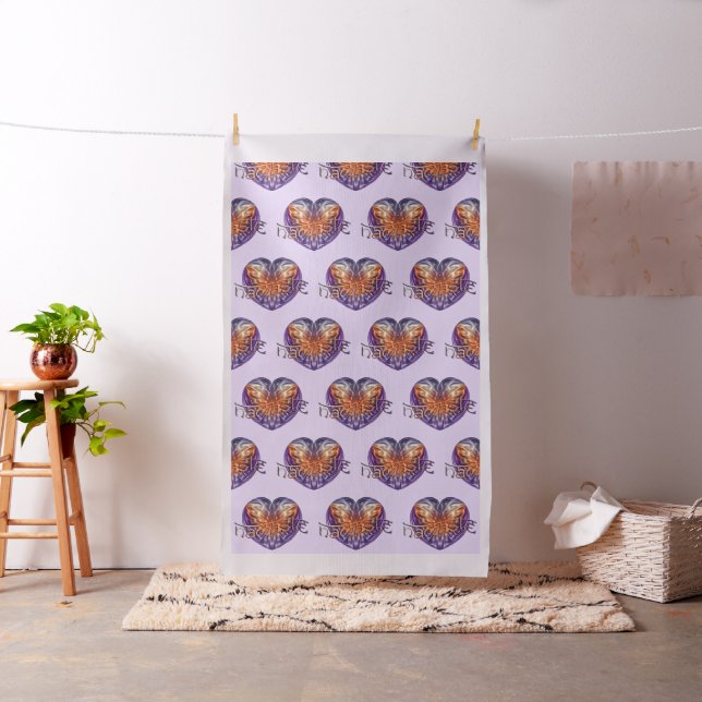 Fractal Heart NAMASTE + your background & ideas Fabric (In Situ)