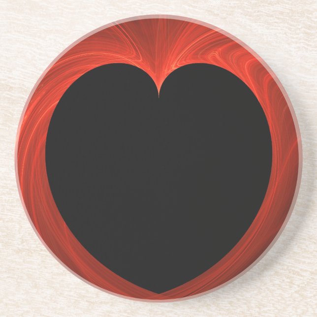 Fractal Heart Series-7--Red Swirl Coaster (Front)