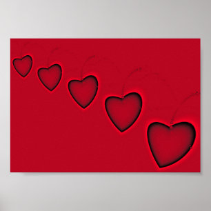 Fractal Hearts in a Romantic Crimson Cascade Poster