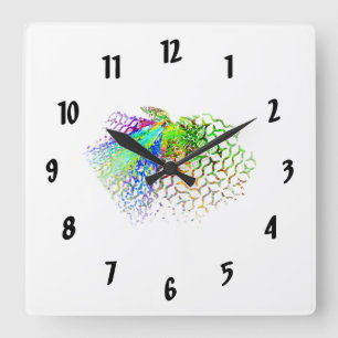 Fractal - Hummingbird Square Wall Clock