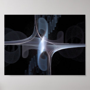 Fractal in blue and grey poster