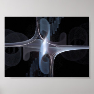 Fractal in blue and grey poster