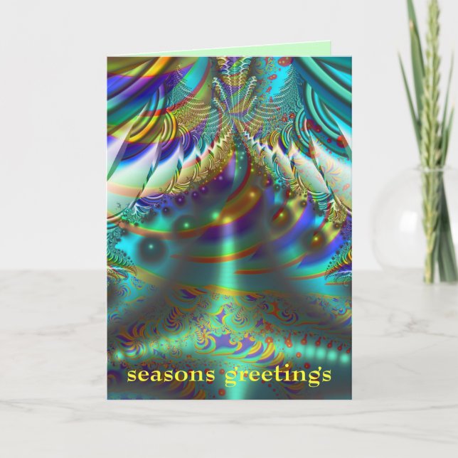 Fractal inner worlds seasons greetings holiday card (Front)