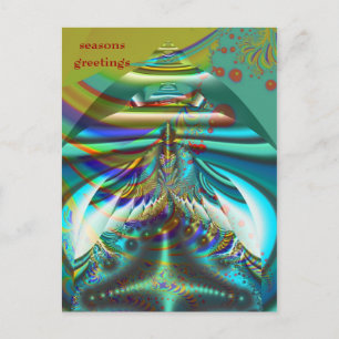 Fractal inner worlds seasons greetings holiday postcard