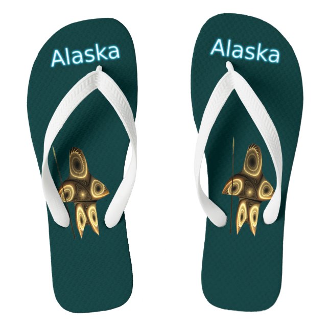 Fractal Inuit Hunter - Alaska Flip Flops (Footbed)