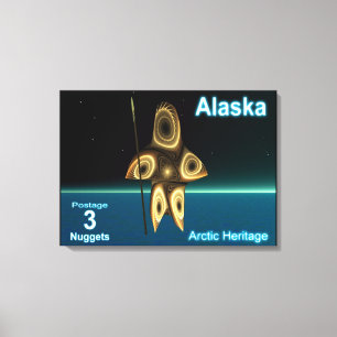 Fractal Inuit Hunter - Alaska Postage Canvas Print